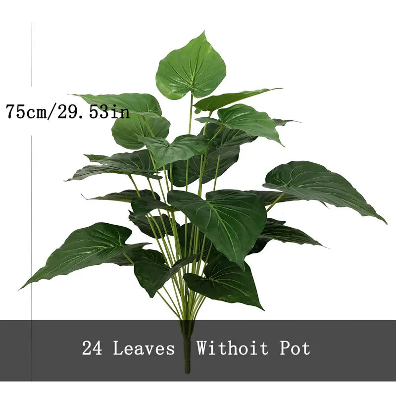 Jannaflora 75cm Artificial Plant with 24 Green Leaves for Indoor Decoration