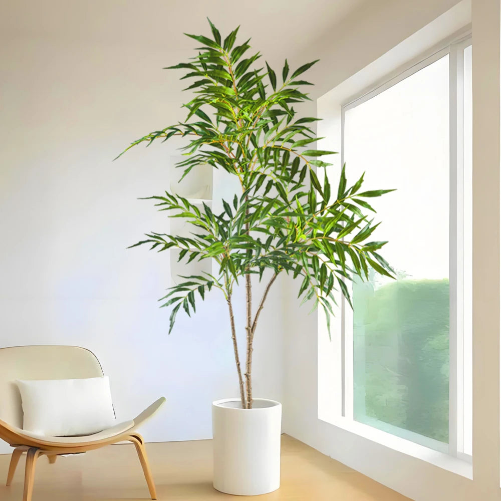 Artificial Bamboo Tree in White Pot, Ideal for Home Decoration and Indoor Spaces