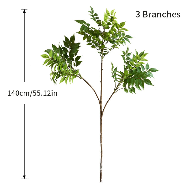 Artificial Greenery Tree with 3 Branches, 140cm Tall for Home and Office Decoration