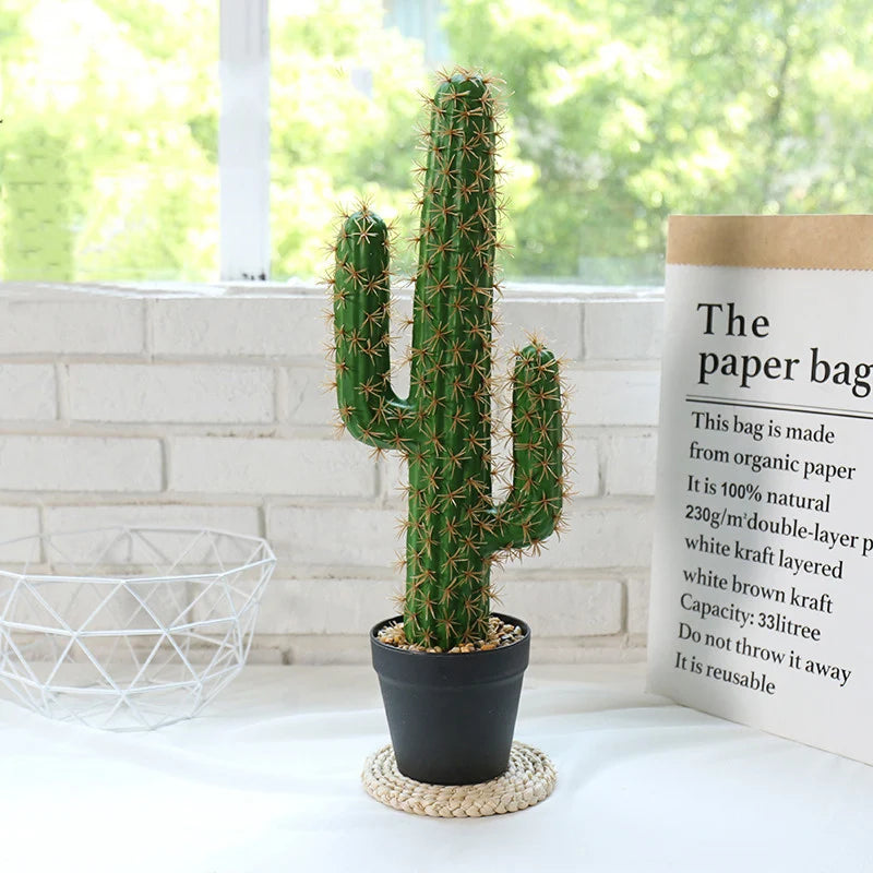 Tall Artificial Cactus Plant in Black Pot for Home or Office Decoration