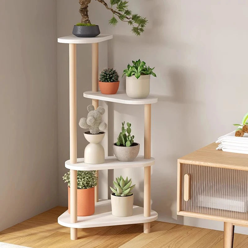 Stylish living room flower rack with multiple tiers for displaying potted plants