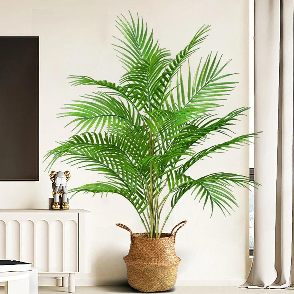  Indoor Artificial Palm Plant in a Natural Basket for Home Decor