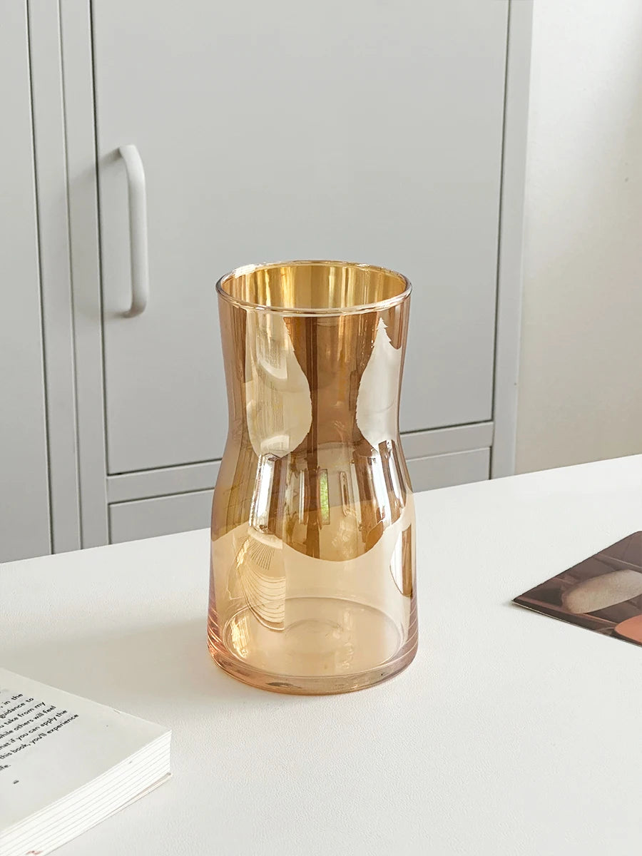 Nordic glass vase decor in a unique amber shape, perfect for modern home styling