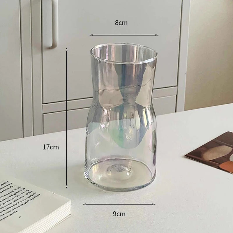 Nordic glass vase decor with elegant design and measurements of 17cm height and 9cm width