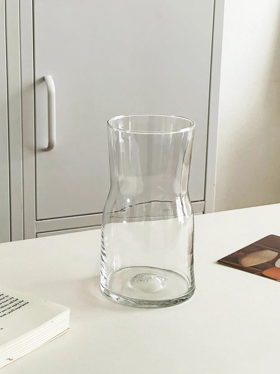Nordic glass vase decor with a unique wavy design perfect for modern home styling