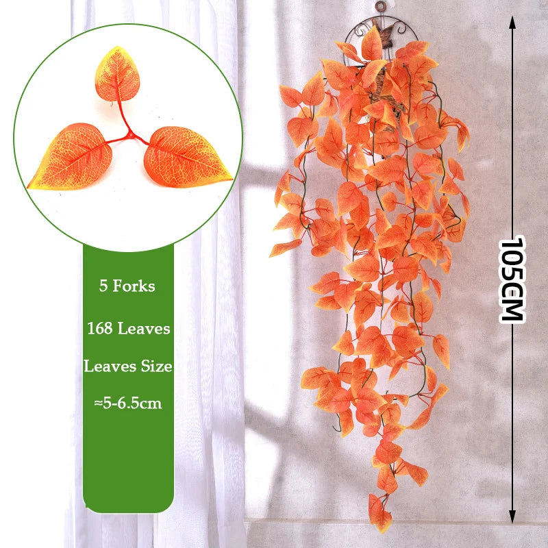 Outdoor plastic creeper plants with vibrant orange leaves, ideal for home decor and events