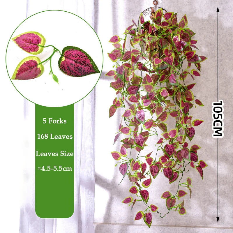  outdoor plastic creeper plants with 5 forks and 168 leaves, ideal for home or garden decor 