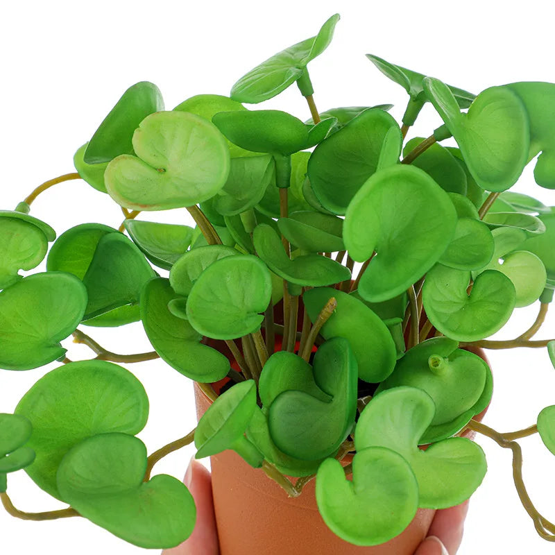 Artificial Pilea Plant in Pot with Lush Green Leaves for Home Decor and Indoor Gardening