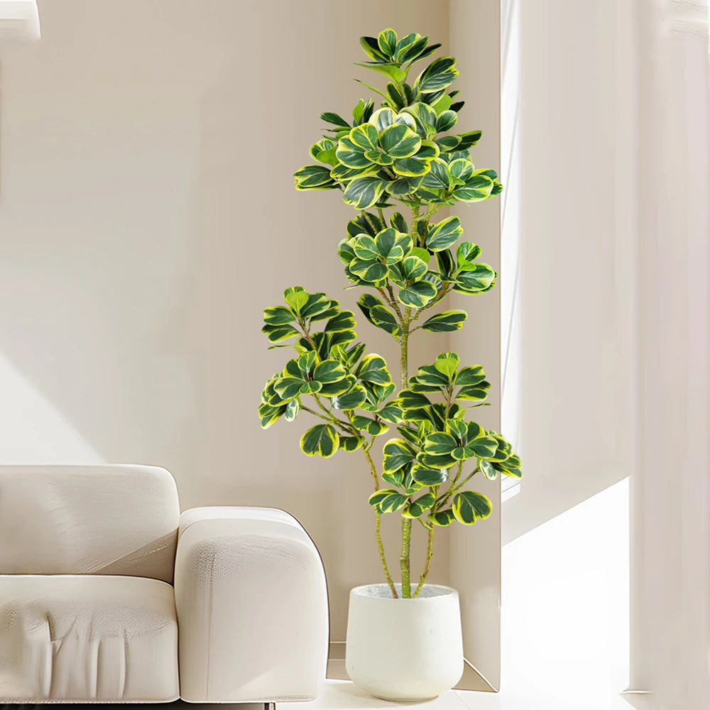 Artificial Ficus Plant in White Pot for Elegant Home Decor and Indoor Spaces