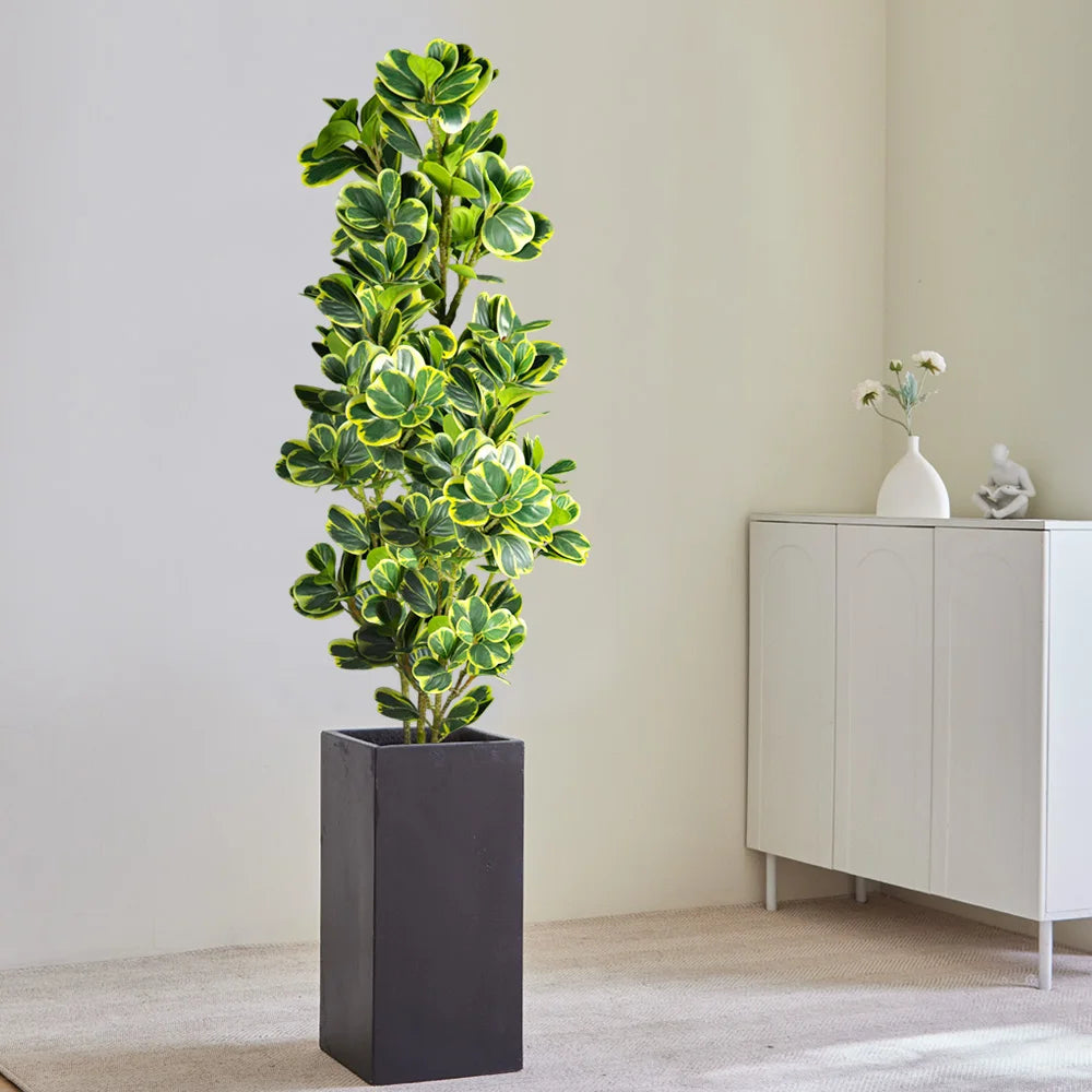 Artificial Potted Plant in Modern Black Planter for Stylish Home Decor