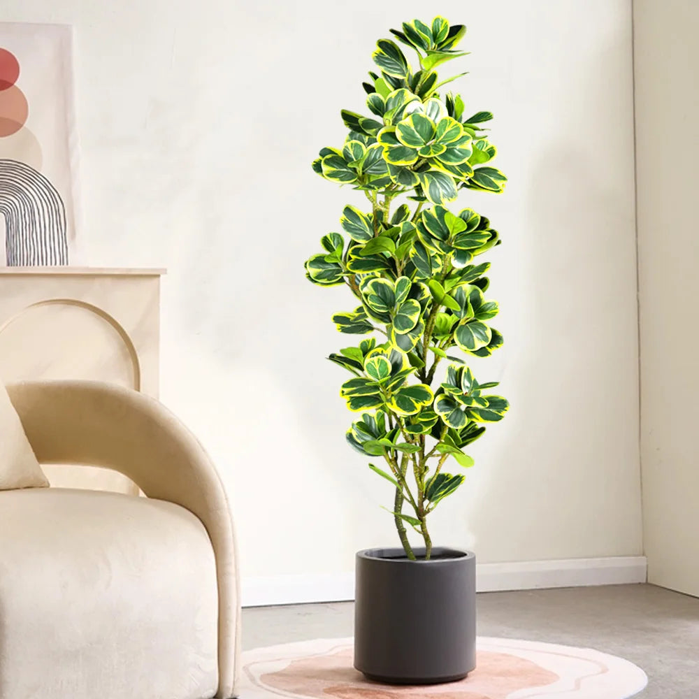 Artificial Ficus Plant in a Black Pot, Perfect for Home Decor and Indoor Spaces