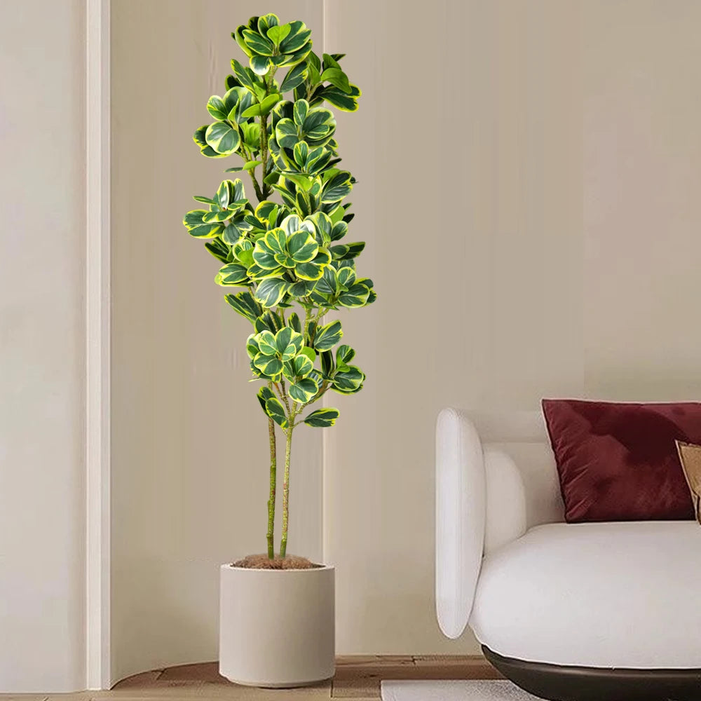 Artificial Potted Plant with Lush Green Leaves for Home Decor and Indoor Spaces