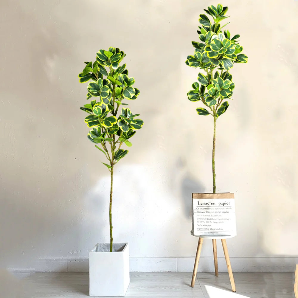 Artificial Ficus Tree in White Pot with Lush Green Leaves for Home Decor