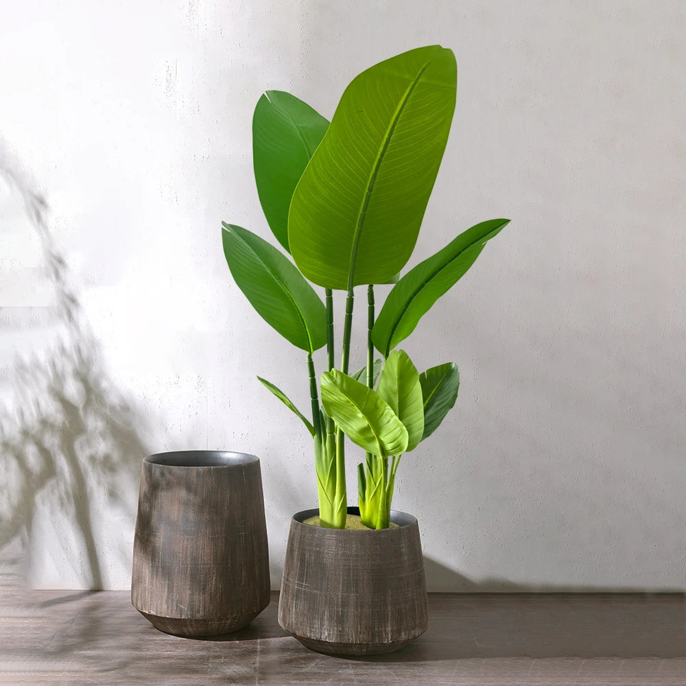 Artificial Green Leaf Plant in Decorative Brown Pot for Home or Office Decor