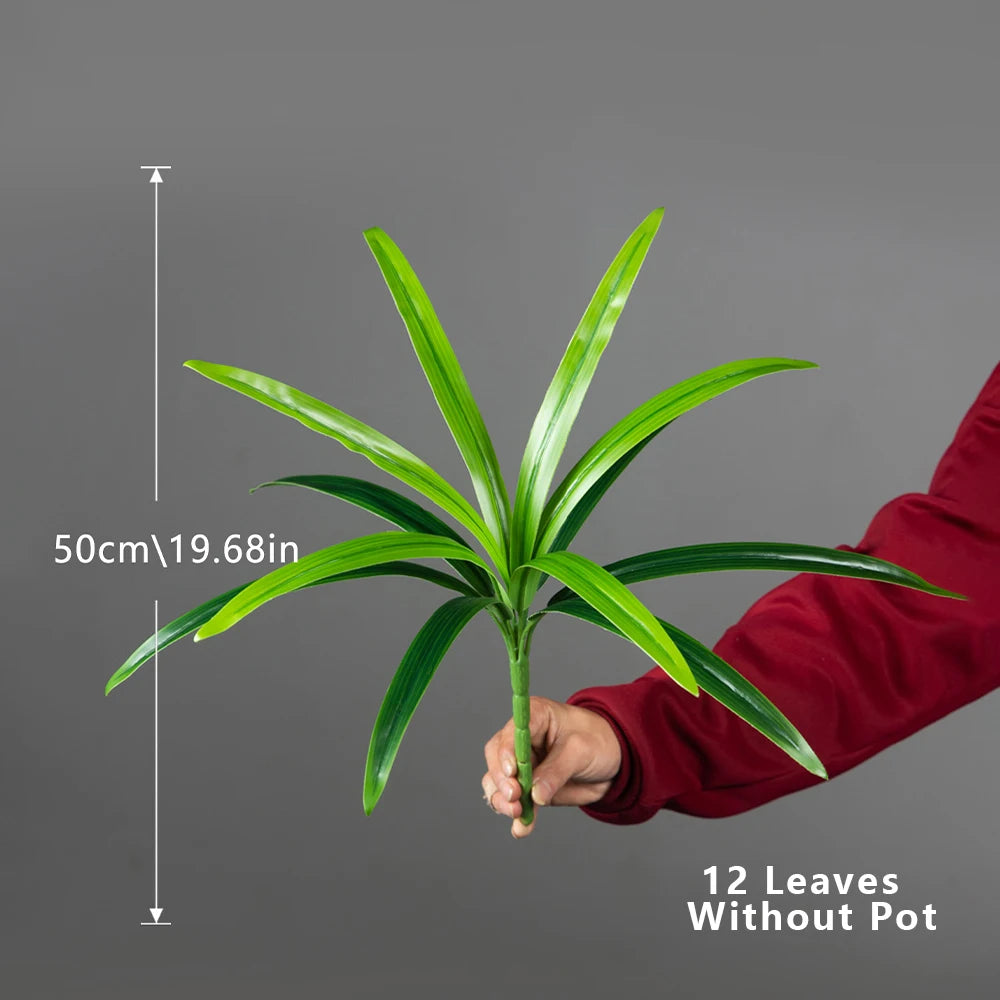 Artificial Green Plant with 12 Leaves, 50cm tall, perfect for home decor without a pot