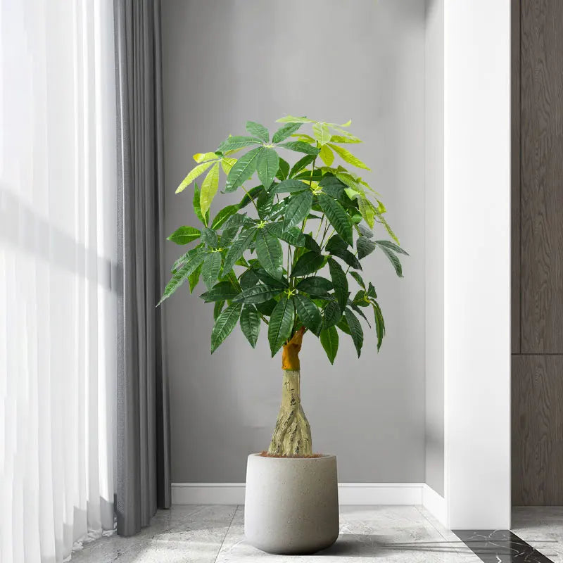 Artificial Pachira Aquatica Plant in White Pot for Home Decor and Indoor Spaces