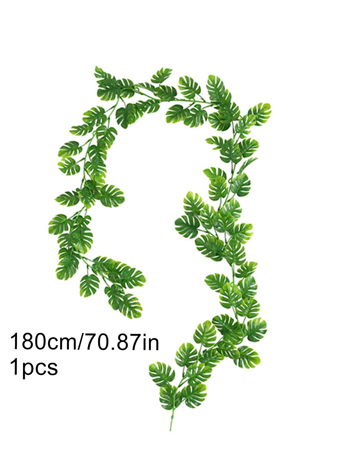 Plastic turtle leaf garland measuring 180cm long with vibrant green leaves for home decor