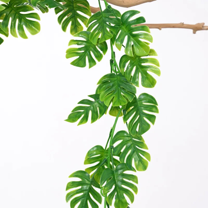 Plastic turtle leaf garland with vibrant green leaves for home decor and party decoration