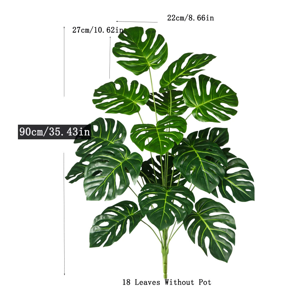  plastic turtle leaf indoor plant with 18 realistic leaves measuring 90cm tall