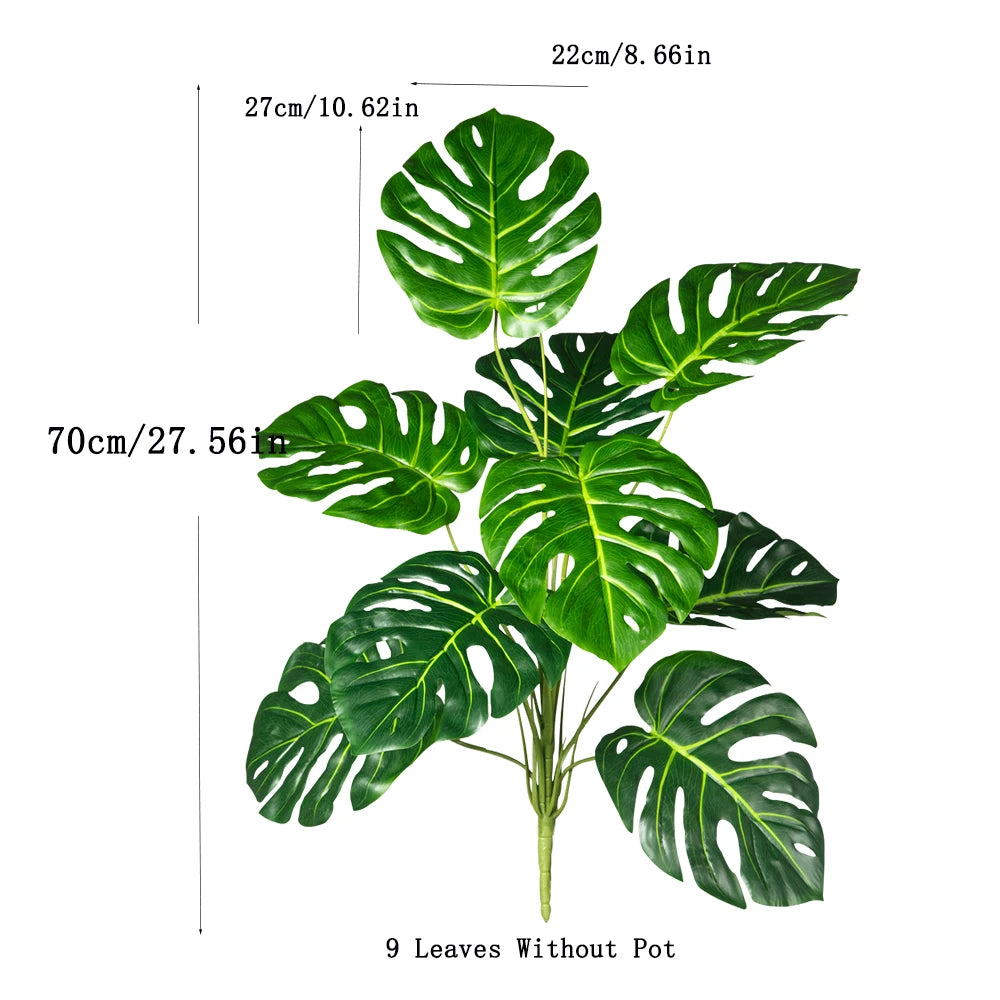 Plastic turtle leaf indoor plant featuring 9 lush green leaves for home decor