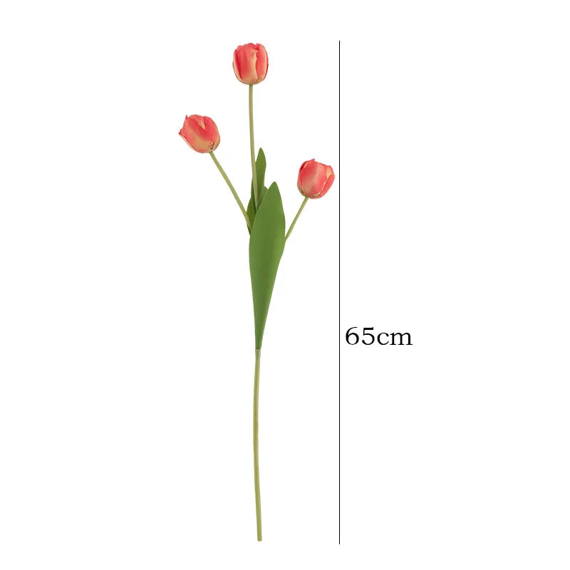 Mağazam 65cm Artificial Tulip Flowers in Pink with Green Leaves for Home Decor