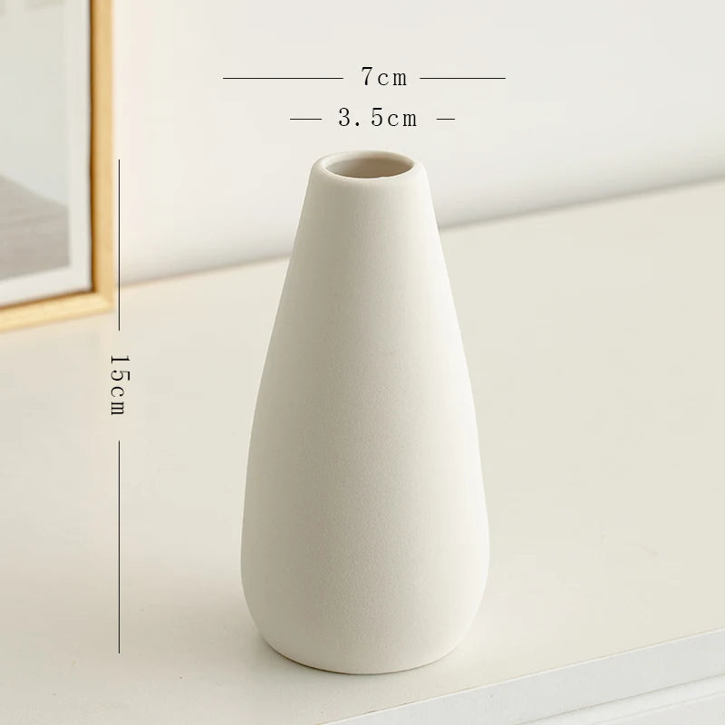 Mağazam Ceramic Vase in White, 15cm Tall with Modern Design for Home Decor