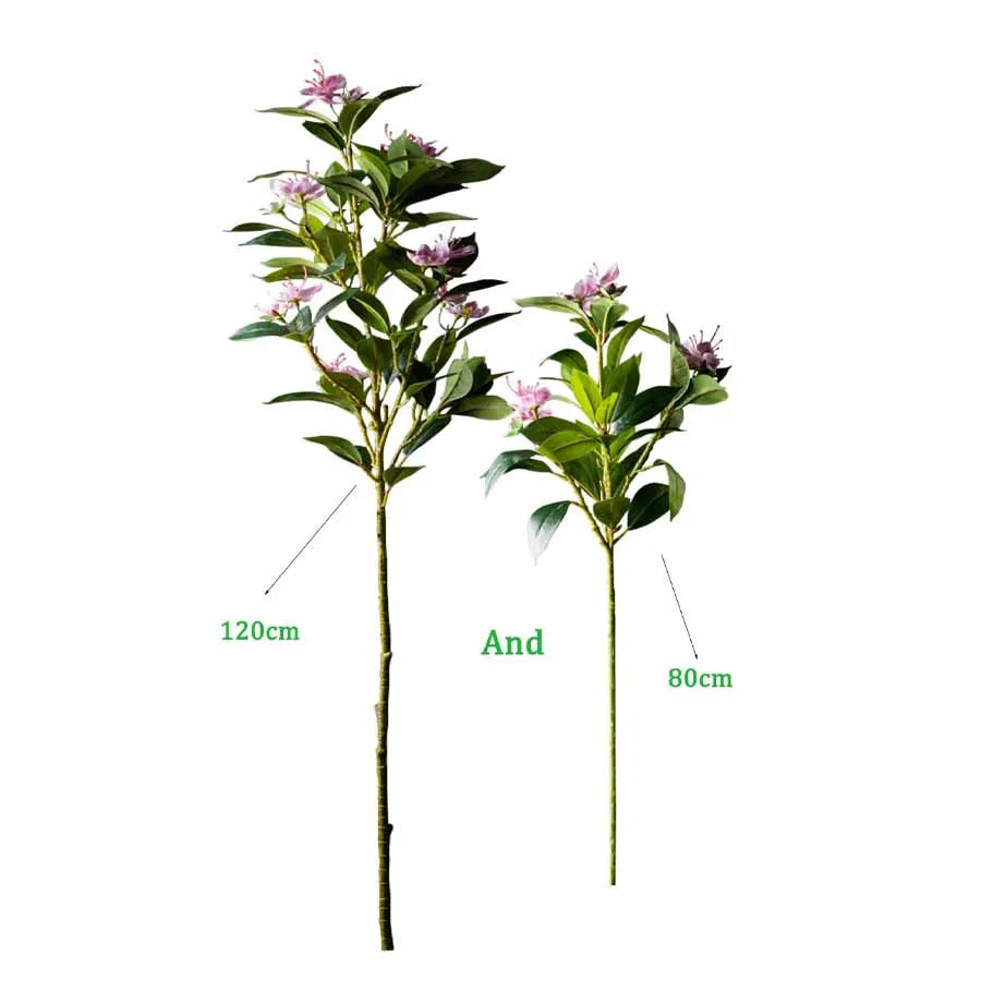  Artificial Flower Stem Set in Two Heights of 120cm and 80cm with Pink Blooms for Home Decor
