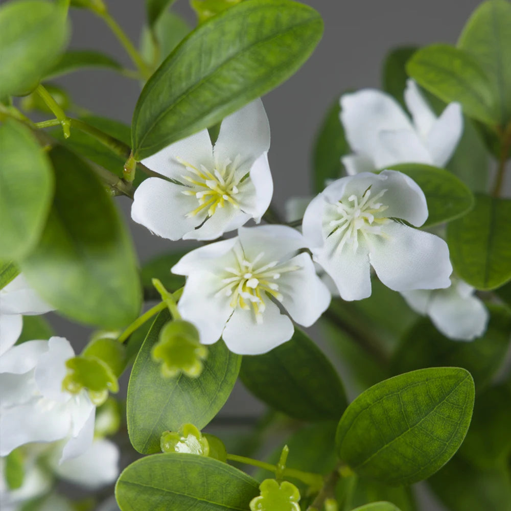 Artificial White Floral Arrangement with Green Leaves for Home Decor