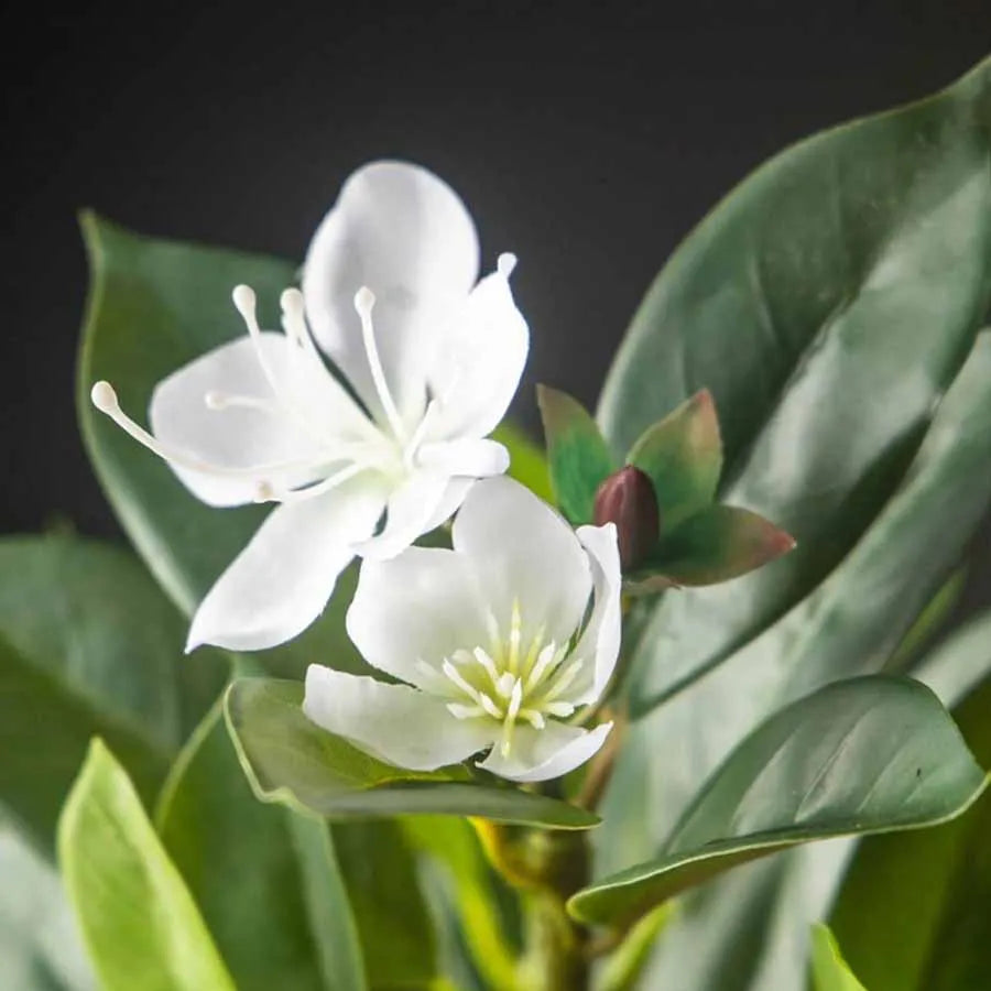 Elegant Mağazam artificial white flower arrangement with lush green leaves for home decor