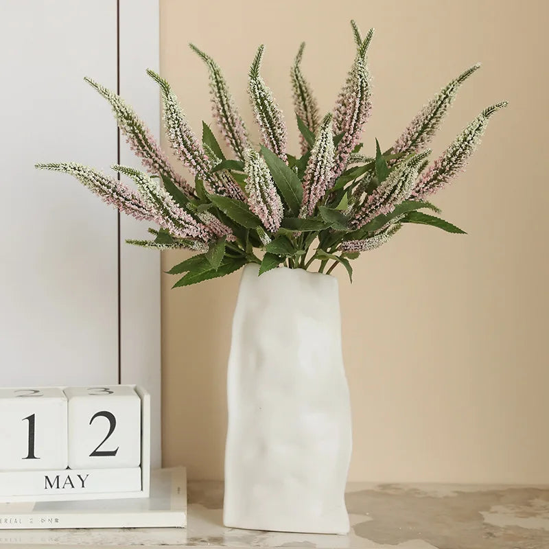 Mağazam Modern White Ceramic Vase with Pink Floral Arrangement for Home Decor