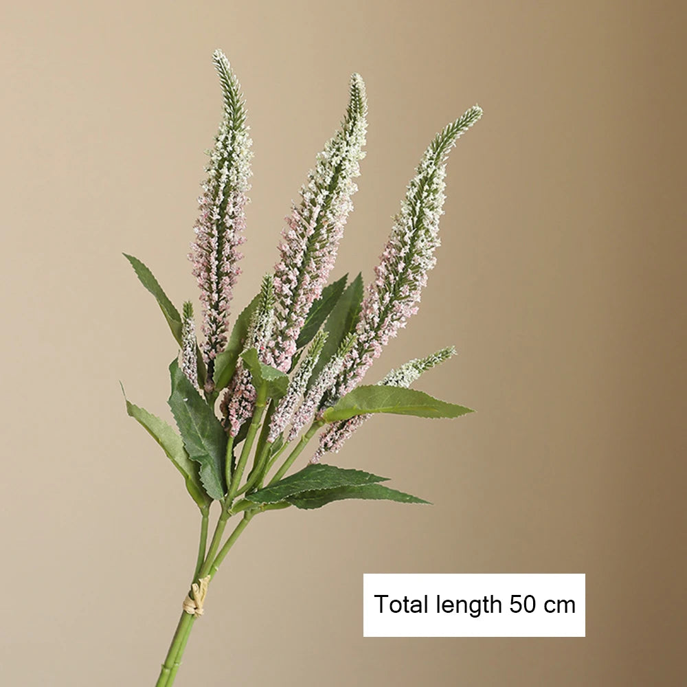 Mağazam Artificial Flower Stem with Pink and White Blooms, 50 cm Long for Home Decor