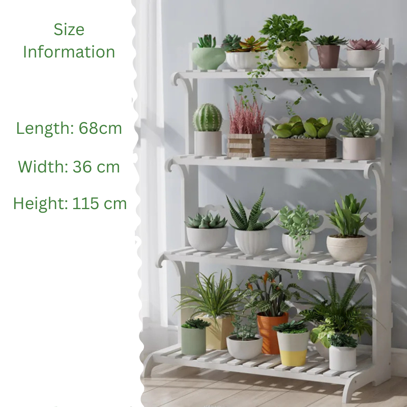 Wooden Plant Shelf Indoor with Multiple Tiers for Displaying Houseplants and Decorative Pots